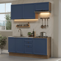 Armário de Cozinha Compacta 180 cm Rustic/Azul Vik Madesa 01