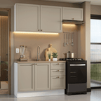 Armário de Cozinha Compacta 180 cm Branco/Crema Vik Madesa 02