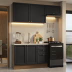 Armário de Cozinha Compacta 180 cm Rustic/Preto Vik Madesa 02