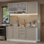 Armário de Cozinha Compacta 180 cm Branco/Crema Vik Madesa 03