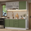 Armário de Cozinha Compacta 180 cm Branco/Verde Vik Madesa 03