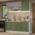 Armário de Cozinha Compacta 180 cm Branco/Verde Vik Madesa 03