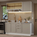 Armário de Cozinha Compacta 180 cm Branco/Crema Vik Madesa 04