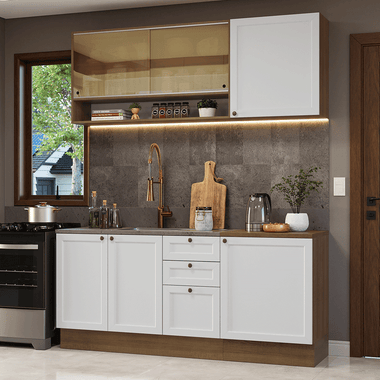 Armário de Cozinha Compacta 180 cm Rustic/Branco Vik Madesa 04
