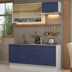 Armário de Cozinha Completa 180 cm Branco/Azul Vik Madesa 05