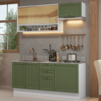 Armário de Cozinha Completa 180 cm Branco/Verde Vik Madesa 05