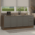 Kit com 2 Balcões de Cozinha 3 Gavetas 4 Portas (Sem Tampo e Pia) Rustic/Cinza Vik Madesa 01