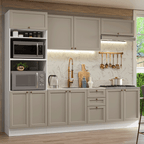 Armário de Cozinha Completa 270 cm Branco/Crema Vik Madesa 01