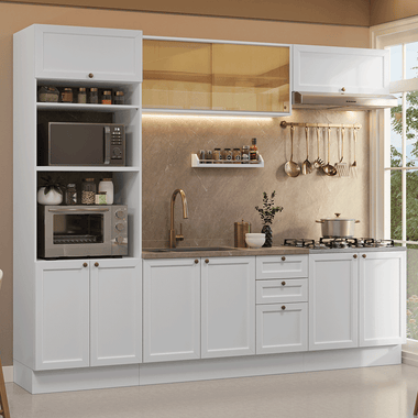 Armário de Cozinha Completa 270 cm Branco Vik Madesa 02