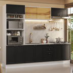 Armário de Cozinha Completa 270 cm Branco/Preto Vik Madesa 02