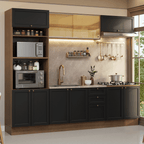 Armário de Cozinha Completa 270 cm Rustic/Preto Vik Madesa 02