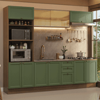 Armário de Cozinha Completa 270 cm Rustic/Verde Vik Madesa 02