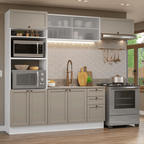 Armário de Cozinha Completa 270 cm Branco/Crema Vik Madesa 03