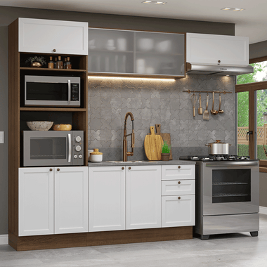 Armário de Cozinha Completa 270 cm Rustic/Branco Vik Madesa 03