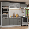 Armário de Cozinha Completa 270 cm Branco/Cinza Vik Madesa 03