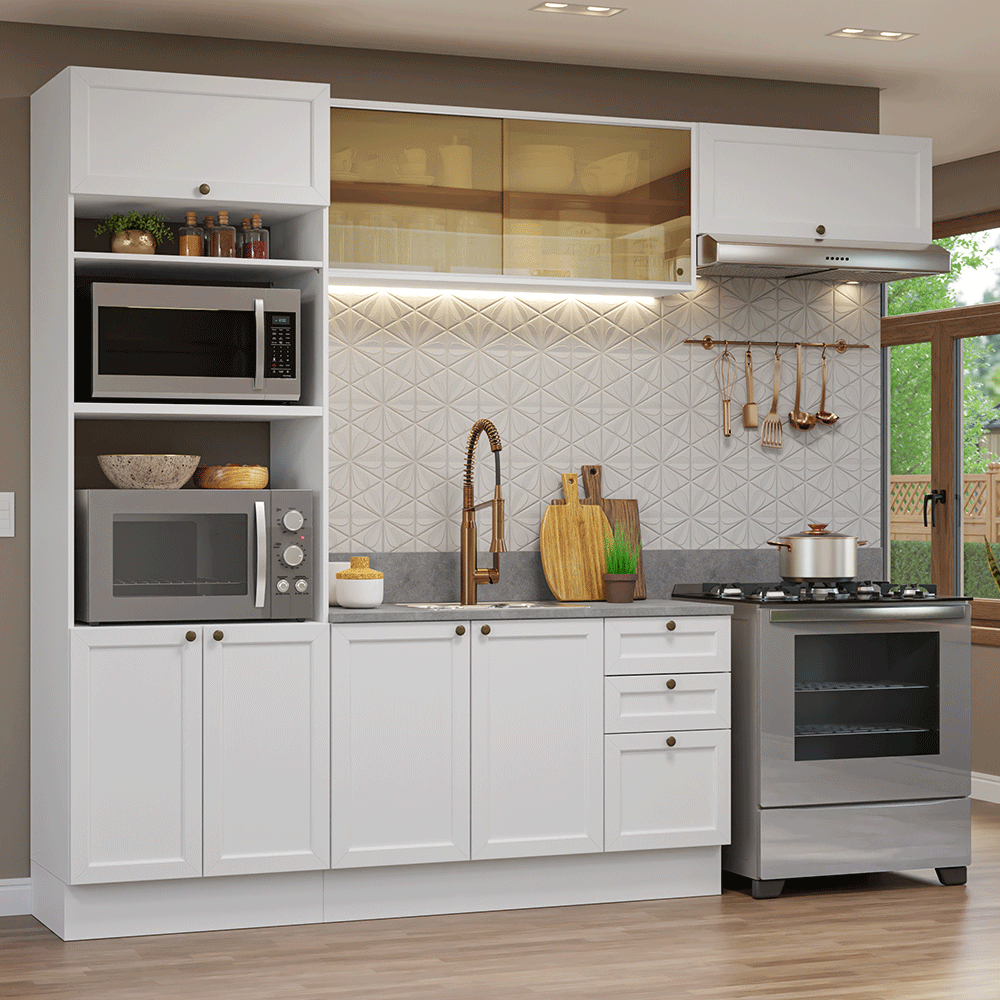 Armário de Cozinha Completa 270 cm Branco Vik Madesa 04