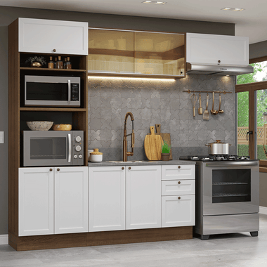 Armário de Cozinha Completa 270 cm Rustic/Branco Vik Madesa 04