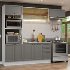 Armário de Cozinha Completa 270 cm Branco/Cinza Vik Madesa 04