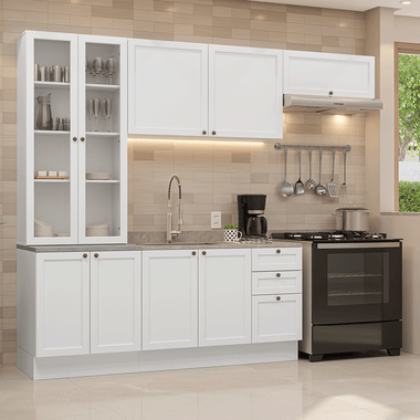 Armário de Cozinha Completa 270 cm Branco Vik Madesa 05