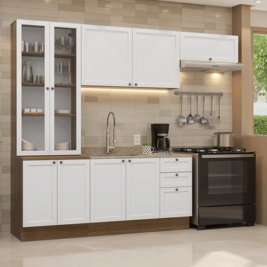Armário de Cozinha Completa 270 cm Rustic/Branco Vik Madesa 05