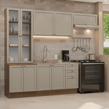 Armário de Cozinha Completa 270 cm Rustic/Crema Vik Madesa 05