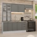 Armário de Cozinha Completa 270 cm Branco/Cinza Vik Madesa 05