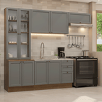 Armário de Cozinha Completa 270 cm Rustic/Cinza Vik Madesa 05