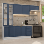 Armário de Cozinha Completa 270 cm Branco/Azul Vik Madesa 05