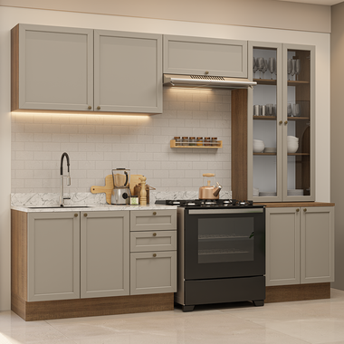 Armário de Cozinha Completa 270 cm Rustic/Crema Vik Madesa 06