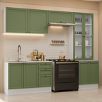 Armário de Cozinha Completa 270 cm Branco/Verde Vik Madesa 06
