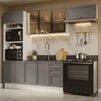 Armário de Cozinha Completa 270 cm Branco/Cinza Vik Madesa 07