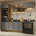 Armário de Cozinha Completa 270 cm Rustic/Cinza Vik Madesa 07