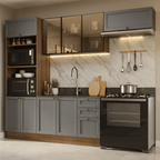 Armário de Cozinha Completa 270 cm Rustic/Cinza Vik Madesa 07