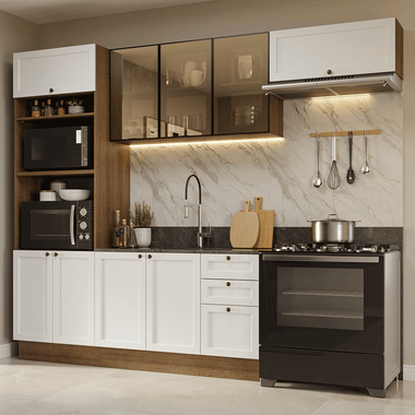 Armário de Cozinha Completa 270 cm Rustic/Branco Vik Madesa 07