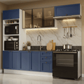 Armário de Cozinha Completa 270 cm Branco/Azul Vik Madesa 07
