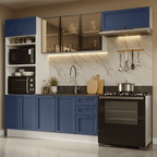 Armário de Cozinha Completa 270 cm Branco/Azul Vik Madesa 07
