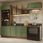Armário de Cozinha Completa 270 cm Rustic/Verde Vik Madesa 07