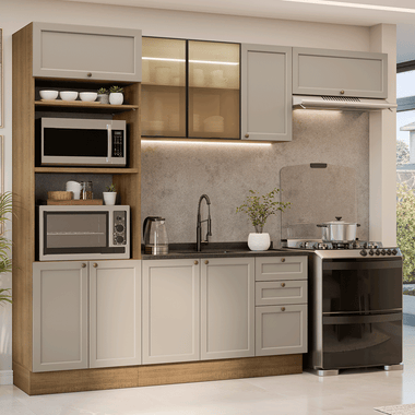 Armário de Cozinha Completa 270 cm Rustic/Crema Vik Madesa 08
