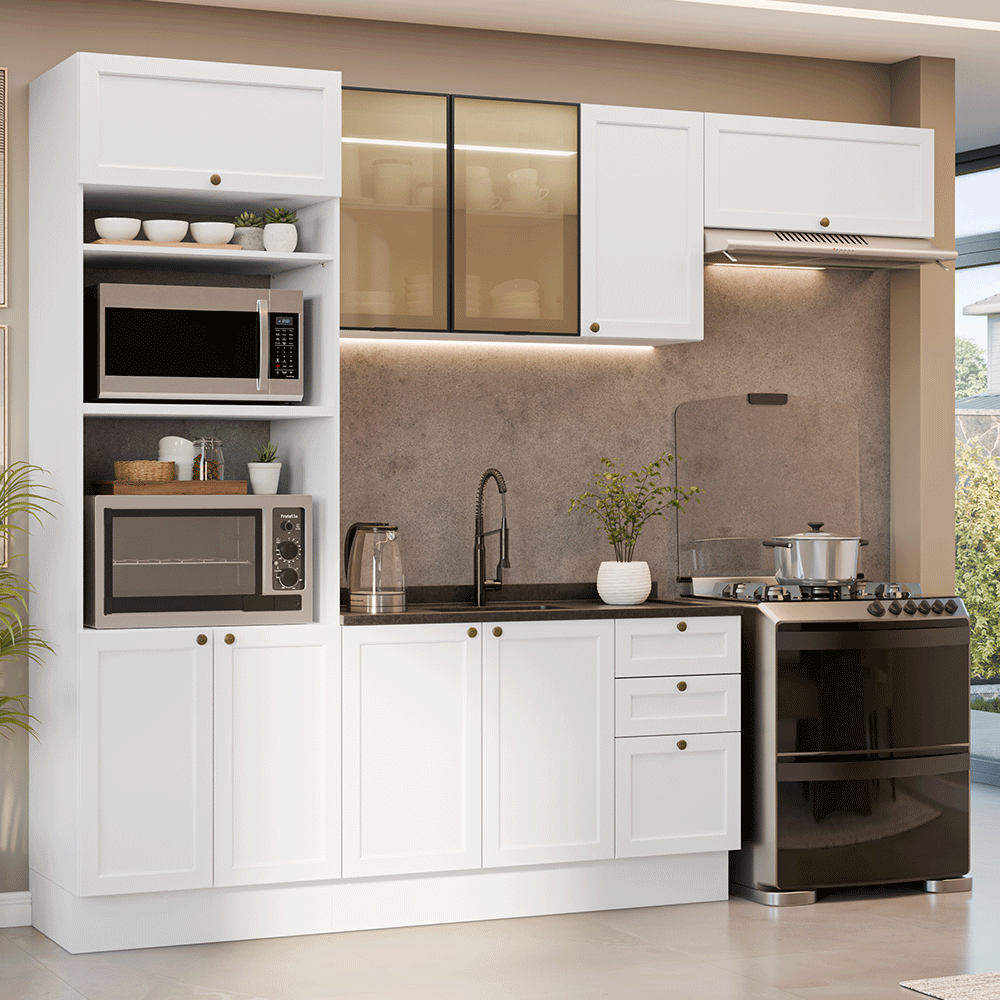 Armário de Cozinha Completa 270 cm Branco Vik Madesa 08