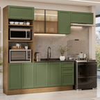 Armário de Cozinha Completa 270 cm Rustic/Verde Vik Madesa 08
