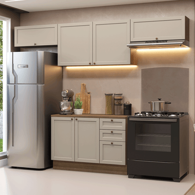 Armário de Cozinha Completa 280 cm Rustic/Crema Vik Madesa 01