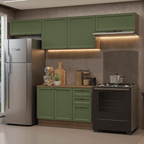 Armário de Cozinha Completa 280 cm Rustic/Verde Vik Madesa 01