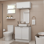 Conjunto Gabinete para Banheiro 80cm 3 Portas Branco Vik Madesa 02