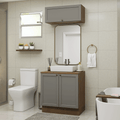 Conjunto Gabinete para Banheiro 80cm 3 Portas Rustic/Cinza Vik Madesa 02