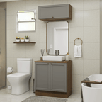 Conjunto Gabinete para Banheiro 80cm 3 Portas Rustic/Cinza Vik Madesa 02
