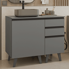 Gabinete para Banheiro 100cm 1 Porta 3 Gavetas Cinza Nice Madesa 04