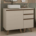 Gabinete para Banheiro 100cm 1 Porta 3 Gavetas Crema Nice Madesa 04