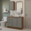 Conjunto Gabinete para Banheiro 110cm 3 Gavetas 3 Portas Rustic/Cinza Vik Madesa 01