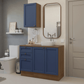 Conjunto Gabinete para Banheiro 110cm 3 Gavetas 3 Portas Rustic/Azul Vik Madesa 01