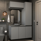 Conjunto Gabinete Suspenso para Banheiro 120cm 5 Portas Cinza Nice Madesa 02